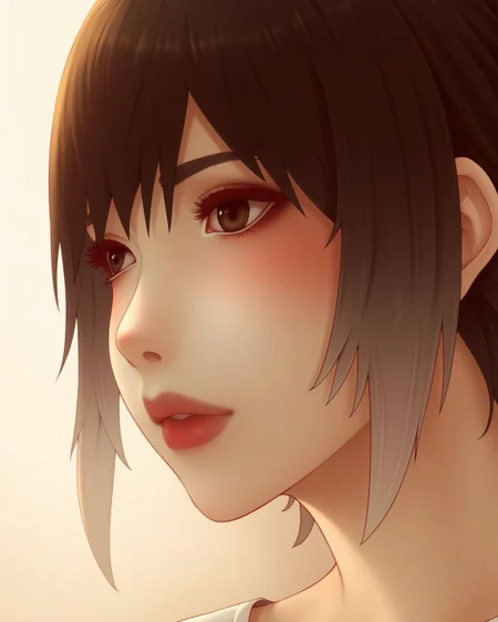 <lora:soranamae-style-flyx-v2:1.1>
Close portrait of a young person gazing slightly off-frame; skin illuminated by a soft rim light that passes through translucent strands of hair, creating subtle halos. The background dissolves into a creamy off-white gradient, letting the face float in visual silence. Tight crop, head-and-shoulders. Mood: introspective tenderness. soranamae style.