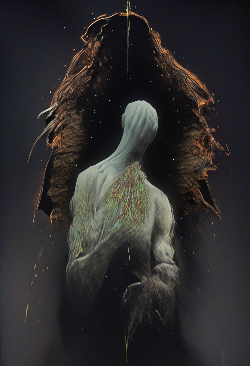 painting of an older man and his adult male lover, spark ignites, tortured souls, peacefulness, revelation, surreal dark smeared background, black and gold mutations tears in fabric , separation of colors, in the style of nicola samori <lora:DarkAnime1:1> <lora:HorrorArt(1):1.2>, glow effects, godrays, Hand drawn, render, 8k, octane render, cinema 4d, blender, dark, atmospheric 4k ultra detailed, cinematic sensual, Sharp focus, humorous illustration, big depth of field, Masterpiece, colors, 3d octane render, 4k, concept art, trending on artstation, hyperrealistic, Vivid colors, extremely detailed CG unity 8k wallpaper, trending on ArtStation, trending on CGSociety, Intricate, High Detail, dramatic, absurdes, a realistic baroque bedroom, white canopy over bed, white drapes, damask patterns, intricate details,    in the style of Vittorio Matteo Corcos