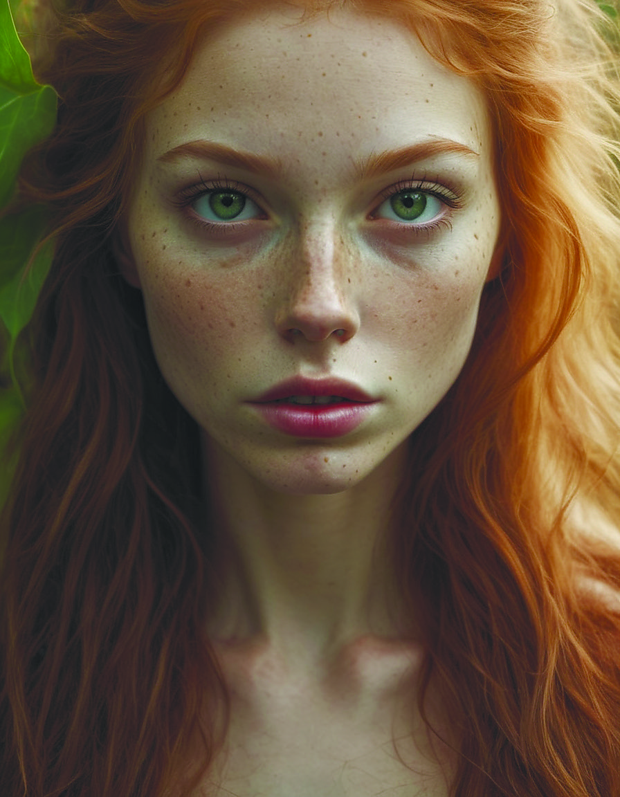 portrait of beautiful goddess of earth with striking green eyes:2 symmetrical:2 long flowing hair made of green leaves and tendrils:1.5 gaia + ethereal +. <lora:WB2.2:0.8>,midnight vision <lora:Midnight_Vision-SDXL:0.7>,diegocr