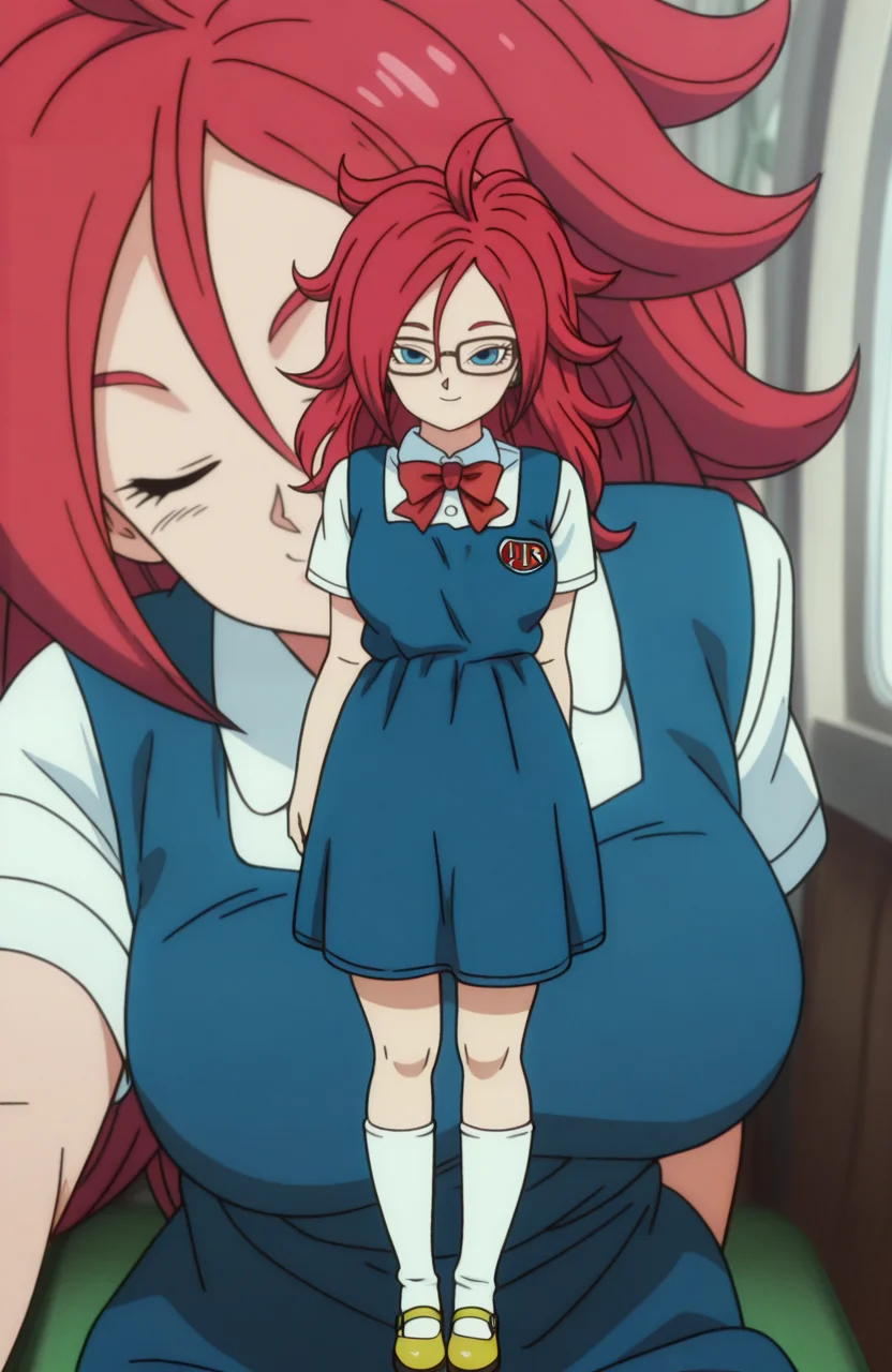 <lora:anatomy_helper:0.8> 1girl, solo, <lora:Broly_v1:0.9> dbsb,
school uniform, jumper dress, collared shirt, bow, knee socks, mary janes, android 21, blue eyes, red hair, glasses ,
drama layer, closed eyes, sleeping,,closed eyes smile incoming kiss POV, extremely detailed, highres, masterpiece, best quality