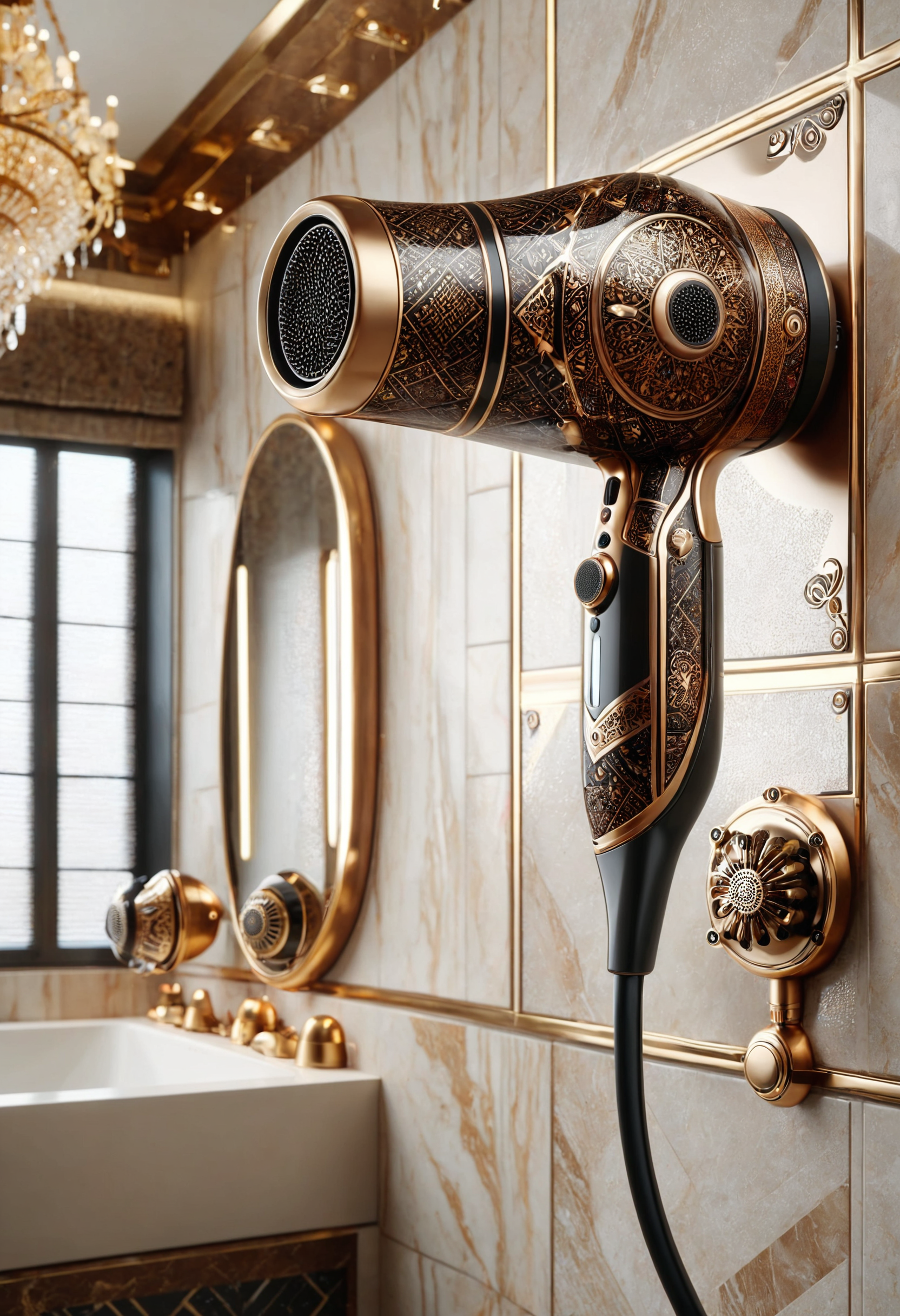 a hair dryer made of dvr-frft in a luxurious bathroom, reflections, photorealistic, fantasy, trending on Artstation
<lora:dvr-frft:0.8>