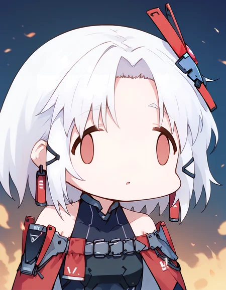 (score_9,score_8_up,score_7_up,score_6_up,score_5_up,score_4_up),best quality,masterpiece,realistic,uncensored, BREAK 1girl <lora:drake-nikke-richy-v1_pdxl:1>drakedef, short hair, white hair, red eyes, earrings, hair ornament, black leotard, shoulder armor, capelet, mecha musume, gloves, <lora:sdxl-fxface-pony:1>fx-face, face_of_the_people_who_sank_all_their_money_into_the_fx_(meme)