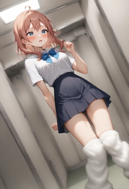 1girl, <lora:sdxl2-flat2-512b:-1>,medium breasts,white legwear, school uniform,
fur legwarmer,<lora:furlegwarmer_XL_v2:0.8>white legwear,
dutch angle, panorama shot, looking down, expressionless, in locker room, open mouth,
masterpiece, best quality, very aesthetic, absurdres