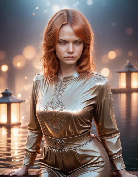 cinematic film still solo, copper Jinn, copper eyes, no_pupils, copper hair, copper skin statue, artist:Atsushi Kamijo (䏿¢ æ¦å£«), safe, sfw, frustrated, wearing copper wool tunic with embroidery, Resting on a wooden dock, feet dipped in water, feeling serene., Doing Martial Arts, in copper Timeless dream realm with surreal landscapes and dreamlike beings., Extreme Close-Up, volumetric lighting,
masterpiece, best quality, amazing quality, very aesthetic, absurdres, highres, high detail,
, , , , <lora:MadeOfCopper01_CE_SDXL:1.2>,<lora:CivChan:1>,<lora:hand 5.5:1>,<lora:Dynamic Poses:1> . shallow depth of field, vignette, highly detailed, high budget, bokeh, cinemascope, moody, epic, gorgeous, film grain, grainy