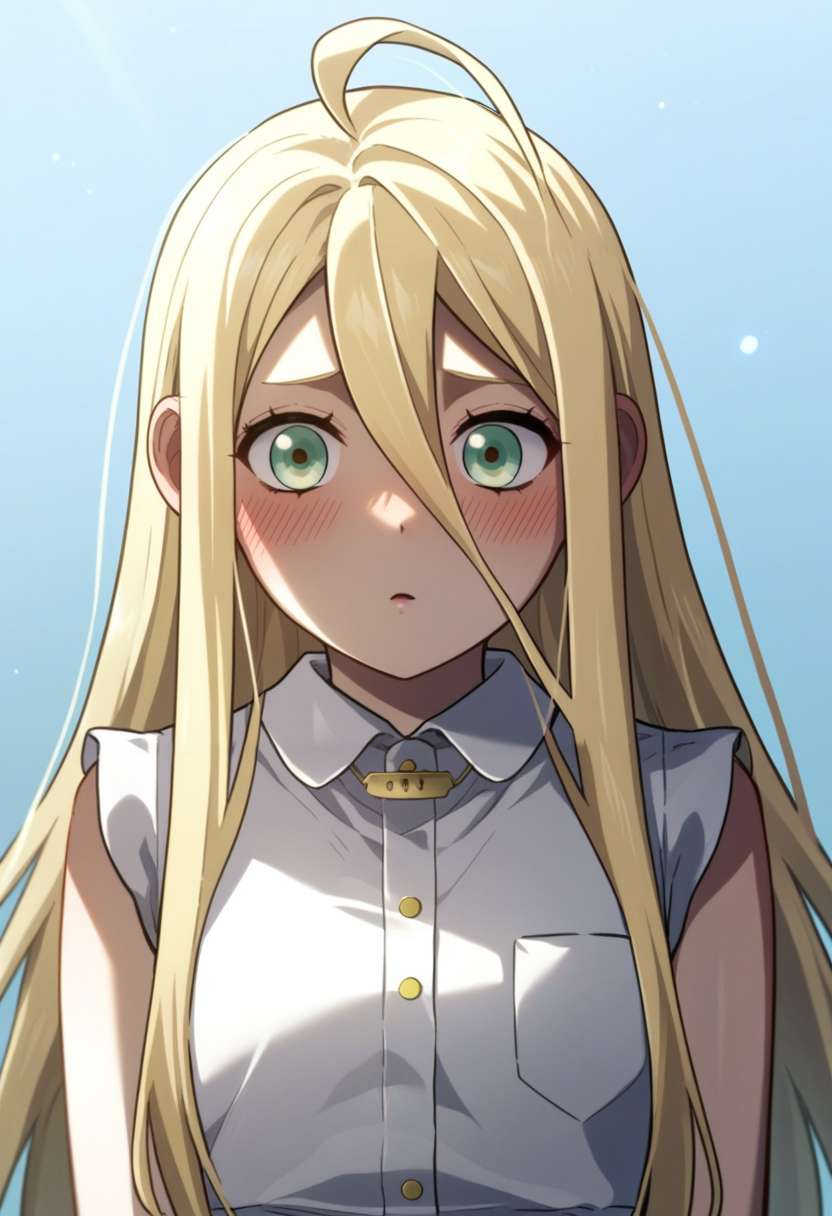 score_9, score_8_up, score_7_up, , <lora:add-detail-xl:3>,
BREAK
<lora:peri:0.8>, peri, green eyes, blonde hair, long hair, hair between eyes, ahoge, white dress, 
BREAK
solo,
blush,
