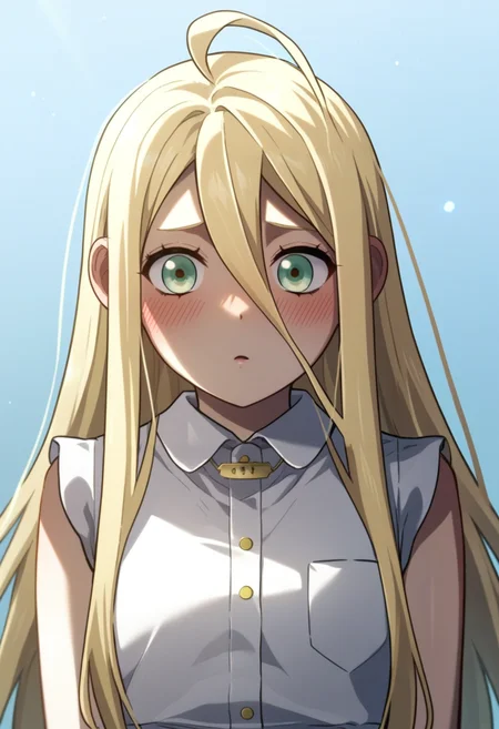 score_9, score_8_up, score_7_up, , <lora:add-detail-xl:3>,
BREAK
<lora:peri:0.8>, peri, green eyes, blonde hair, long hair, hair between eyes, ahoge, white dress, 
BREAK
solo,
blush,
