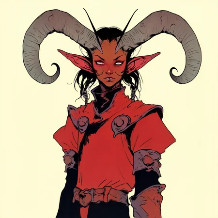 a tiefling with ram horns