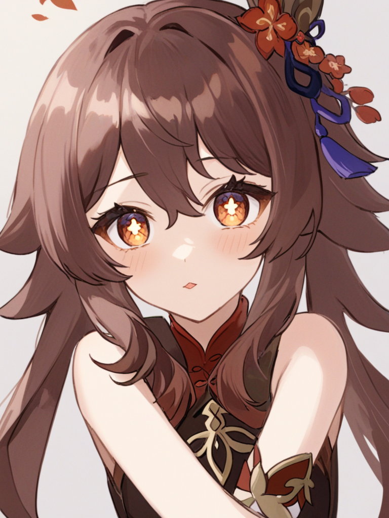 <lora:è¡æ¡:1>ï¼hu_tao_\(genshin_impact\), 1girl, symbol-shaped_pupilsï¼brown_hair