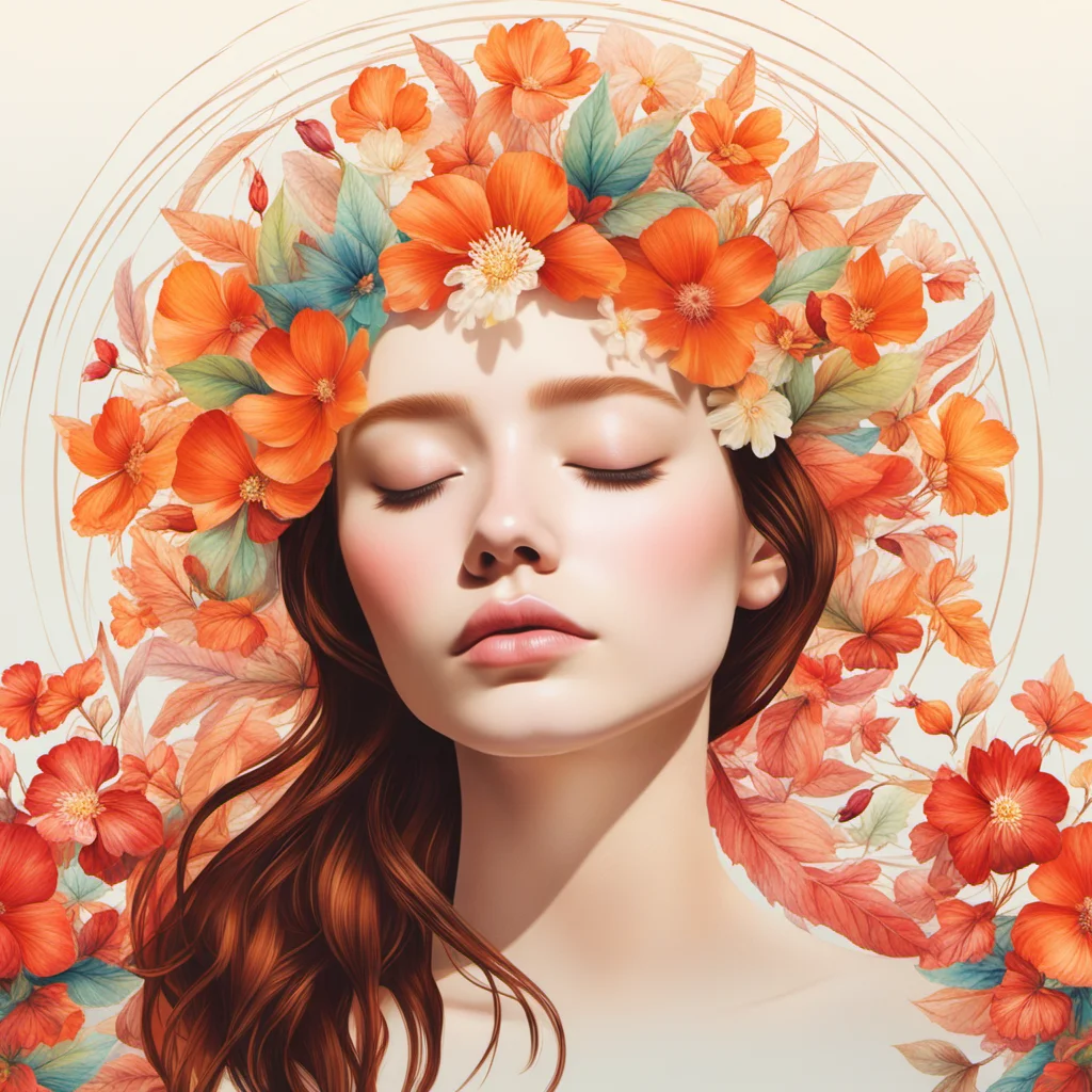 <lora:tj:0.8>,tj,1girl,solo,flower,closed eyes,hair ornament,hair flower,portrait,parted lips,lips,realistic,absurdres,delicate skin,