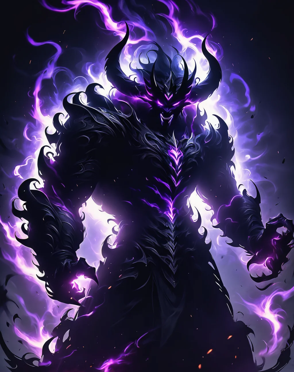 demon <lora:Dark_Aura_XL_-_Filled_with_miasma:1> dark aura, dynamic angle, 8K, HD