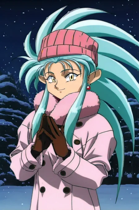 official art, 1girl, solo, ryouko \(tenchi muyou!\), coat, snow, winter, beanie, hat, smile, gloves, looking at viewer, night
<lora:Ryoko_IL:1>, masterpiece, best quality, newest, absurdres, highres
