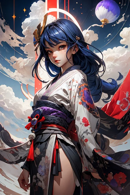 <lora:raidenShogunLora_raidenShogun:0.8> raiden shogun \(genshin impact\),
long purple hair, god, divine being, kimono,
<lora:more_details:0.4>
<lora:Cosmic anime-oil fusion v2:0.4>
<lora:AnimeVibesV3:0.25> animevibes,
<lora:3DMM_V11:0.5> 3DMM
<lora:midjourney_20230624181825:0.4> midjourney ,
<lora:LAS:0.25> colorful, clouds,
<lora:msw_locon-t2:0.45>
<lora:wuxia2:0.5> gu, shiny, shiny hair, shiny skin, shiny clothes