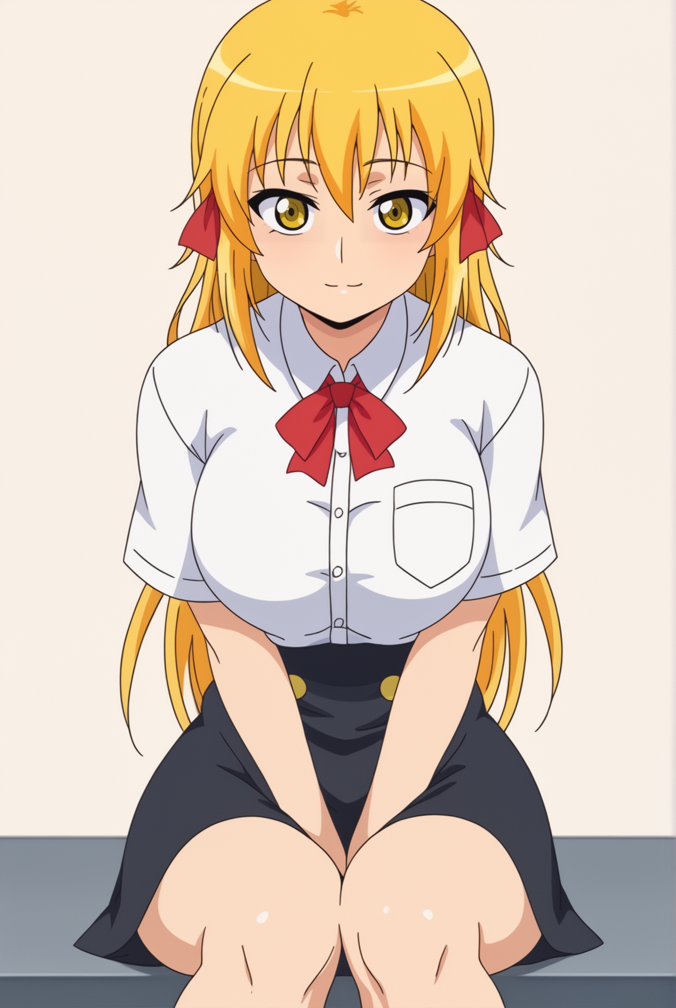 <lora:Asuka_Sawashiro:0.8>, white background, Sawashiro, 1girl, solo, sitting