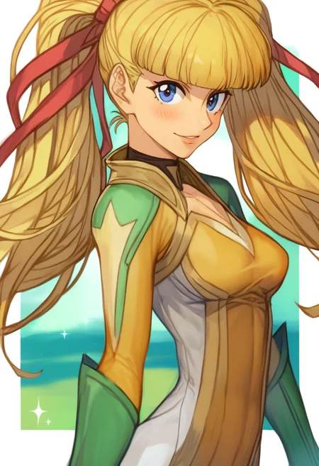 Stellar Blade Skin Suits , score_9, score_8_up, score_7_up, score_6_up, score_5_up, score_4_up, rating_questionable, , source_anime, digital illustration, pixiv, fanbox, uncensored, , BREAK, official art, 1girl, solo, monica kruszewski, blonde hair, blue eyes, hair ribbon, medium breasts, twintails, ribbon, Seductive Eyes, skinbodysuit, bodysuit, outdoors, blush, cowboy shot, looking at viewer, <lora:Monica_Kruszewski_Pony-000009:1>,  <lora:skinbodysuit e3-000009:0.75>, ng_deepnegative_v1_75t, easynegative, OverallDetail