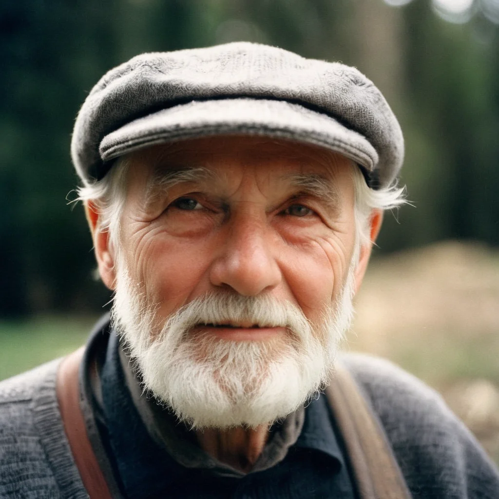 analog film photo of <lora:Film Stock Footage Style:1>
Closeup of an old man with a white hat and a black shirt and grey beard looking to the right at something with a smile and perfect teeth Kodak Ektar Film Stock Footage Style, faded film, desaturated, 35mm photo, grainy, vignette, vintage, Kodachrome, Lomography, stained, highly detailed, found footage