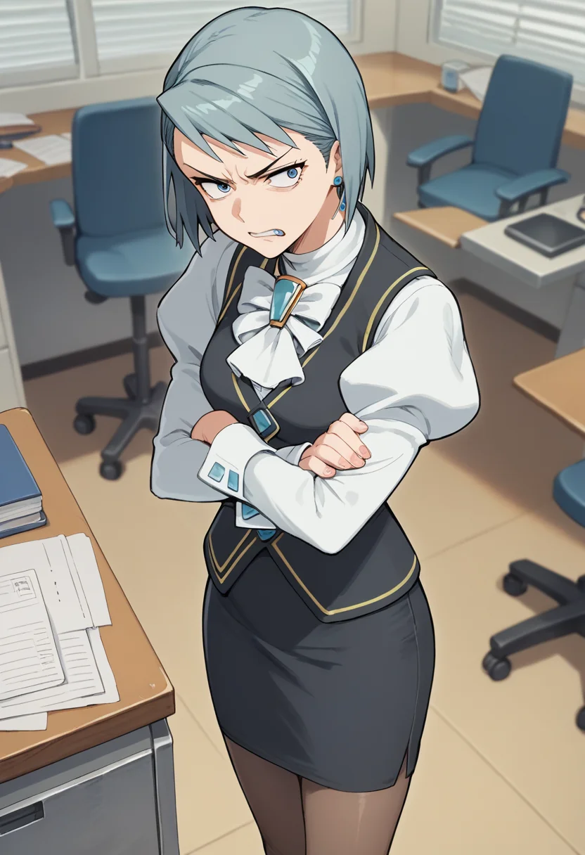score_9, score_8, score_7, source_anime,
anime, official art,
rating_general,
<lora:franziska-ponyxl-000007:1>franziska von karma,
vest, white shirt, pencil skirt, pantyhose
1girl, solo, office, crossed arms, (annoyed:0.4), clenched teeth