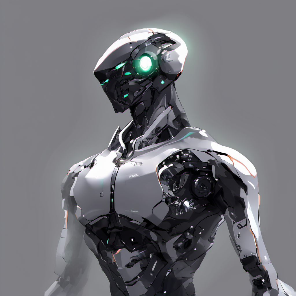 FUNDING, future, concept robot, black robot solo, simple background, upper body, glowing, robot, black background, mecha, science fiction, humanoid robot,<lora:FN_WeiLai-000005:1>,