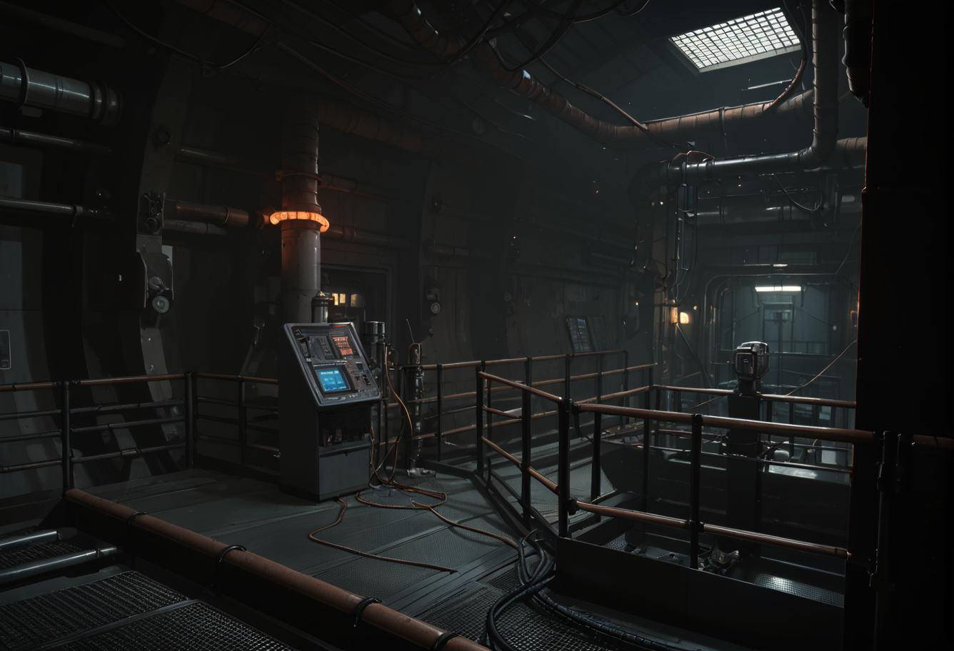 ,ruanyi1157,dark,indoors,industrial pipe,cable,science fiction,<lora:1157 science fiction background_v1_pony:1>, score_9,score_8_up,score_7_up,,8k,1girl,solo,,