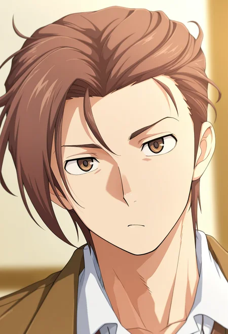 masterpiece, best quality, amazing quality,high resolution, intricate details,official style,depth of field,anime coloring,anime screencap , , , 1boy, solo, male focus, <lora:Lloyd_Frontera:0.85>, Lloyd frontera,brown eyes, brown hair,short hair,looking at viewer