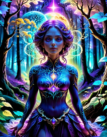 Zentangle, Dark, Colorful, Villaincore, Moonlit, purple and Gold neon hue, Azure color grading, [Silky|Middle Aged] ("In the depths of the forest, ancient trees stand sentinel, guarding secrets whispered through the ages.":1.2) , Movie concept art, Renaissance, made out of ral-hlgrphic and Jed-Cosmos <lora:Jed-Cosmos-sdxl:0.4> <lora:ral-hlgrphic-sdxl:0.55>, beautiful elegant, sunny, stunning, holy, intricate detail, enchanted