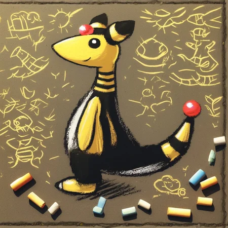 ch4lkdr4wing, chalk, 1boy, solo, Ampharos