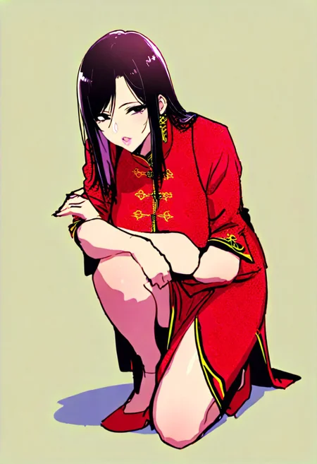 score_9, score_8_up, score_7_up, (masterpiece), (best quality), (ultra-detailed), 1girls, solo,, WOMAN, detailed face, gorgeous face, makeup, black eyes detailed beautiful eyes, very high resolution eyes, black pupils, detailed beautiful eyes, sharped sightings, , ,, Light particle, medium shot, 70mm film, <lora:Diaochan_Dynasty_Warriors:1> 1girl, solo, brown hair, chinese clothes, red dress, jewelry, 70mm film, pink lips, sensual lips, detailed lips, glossy lips, an elegant face, , high detailed lips, long hair, black hair, lustrious hair, full body, flat stomach , white simple background,