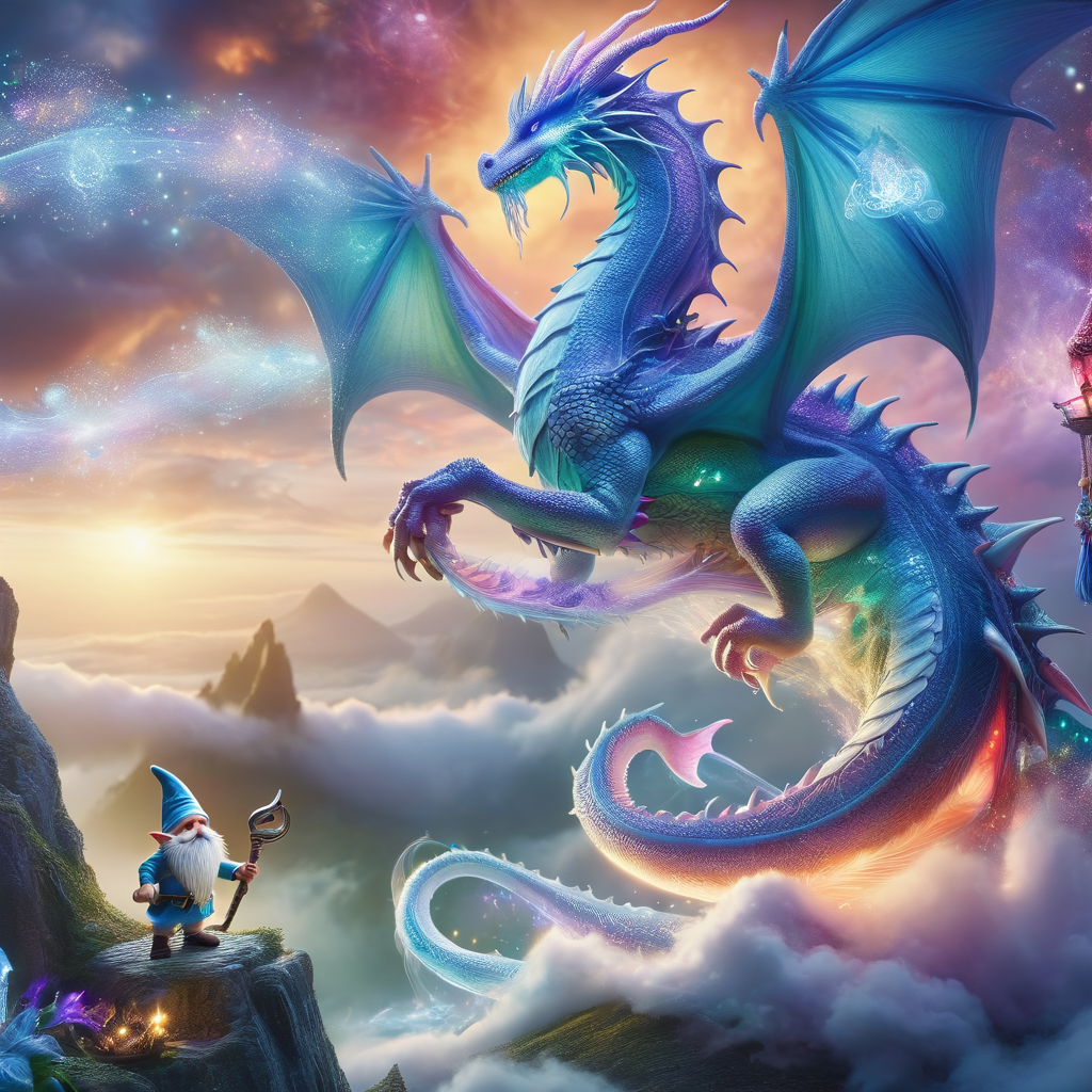 Fujifilm quality photograph (best quality)++, (masterpiece)++, (detailed)+, elf on the shelf fighting a Dragon, (fantasy illustration)1.3, enchanting Dragon battle elf on the shelf, mystical battle, (many gnomes battling)1.4 (whimsical charm).4 Otherworldly charm, mystical sky, (Luis Royo)1.2, (Yoshitaka Amano)1.1, moonlit night, soft colors, (detailed cloudscape)1.3, (high-resolution)1.2 (gnomes  battling everywhere)1.2 , <lora:DonM3t3rn1tyXL-v1.1:0.8> DonM3t3rn1tyXL <lora:DonMD1g174l4sc3nc10nXL:0.8> DonMD1g174l4sc3nc10nXL  <lora:Dragons:0.8> dragon <lora:EnvyMagicalXL01:0.8> magical <lora:FantasyLandscape:0.8> FanLan