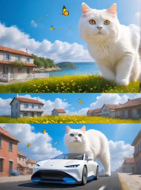 <lora:white cat è¿æV1.0-0008:0.8>,large white cat,a young girl,at the seaside,
6h
Flying cars zooming through the city's magnetic levitation tracks, leaving trails of light like lightning ,In the style of Unreal Engine 5 8K HD, (masterpiece, best quality, highres:1.2),
