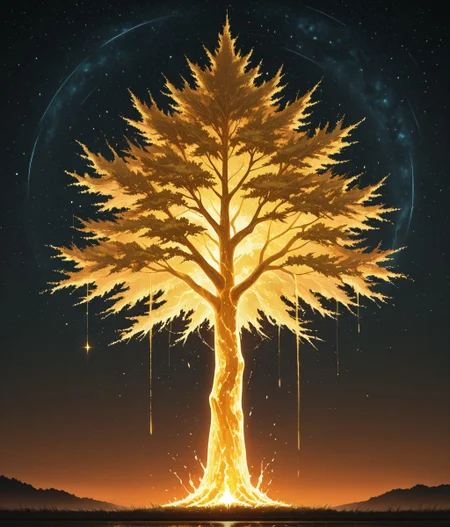 masterpiece,best quality,amazing quality,
glowing golden tree, night, plain, orange light, stars, no humans <lora:illustriousXL_stabilizer_v1.23:0.8> <lora:NOOB_vp1_detailer_by_volnovik_v1:1.5>