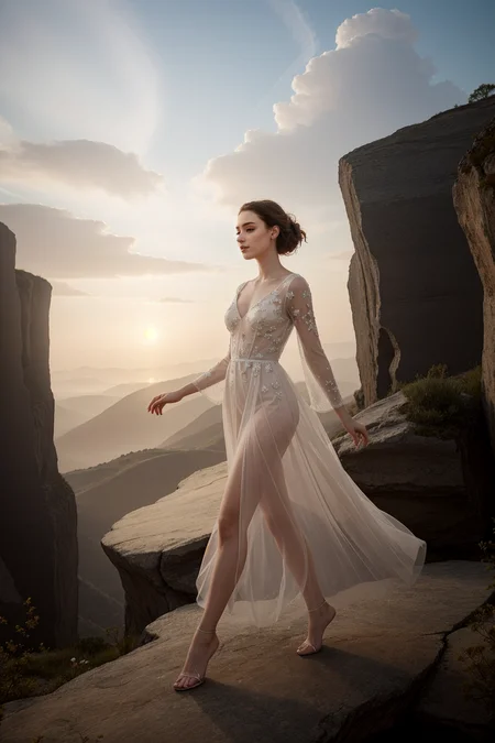 24 years old woman, XD-Scene fcDetailPortrait, J3z3b3lS0m3b0dy_HM-125 (Layered Depth,Parallax Effect,Sharp intricately detailed Background,Bright split Studio Lighting:1.3),strong stance,hip bone,quarter angle,volumetric lighting,(looking at viewer,dynamic pose:1.1),fit,athletic,skinny,tall,(full body portrait), Sky Weaver, (Small Perky Covered Breasts, cleavage:0.9), Airy, mystical, serene, ethereal, magical, floating, tranquil, celestial, otherworldly, Air-inspired attire, ethereal fabrics, magical jewelry, serene hues, floating elegance, tranquil beauty, celestial accessories, otherworldly patterns, Sky realms, ethereal clouds, magical skyways, serene atmospheres, floating islands, tranquil heavens, celestial phenomena, otherworldly vistas.