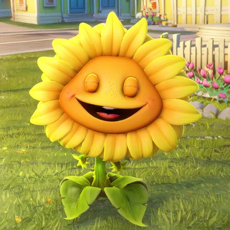 score_9, score_8_up, score_7_up, BREAK, 3d, sunflowergw, sunflower, 1girl, flower, flower girl, plant, flora fauna, yellow face, orange petals, green body, freckles, eyes closed, smile, open mouth, laughing, outdoors, grass