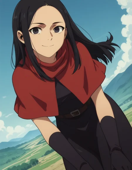 score_9, score_8_up, score_7_up, source_anime,
rinshafana, <lora:rinsha-fana-s1-ponyxl-lora-nochekaiser:1>,
rinsha fana, long hair, black hair, black eyes,
gloves, dress, black gloves, belt, black dress, capelet,
outdoors, landscape, bent over, smile,
looking at viewer, solo, cowboy shot, dutch angle,