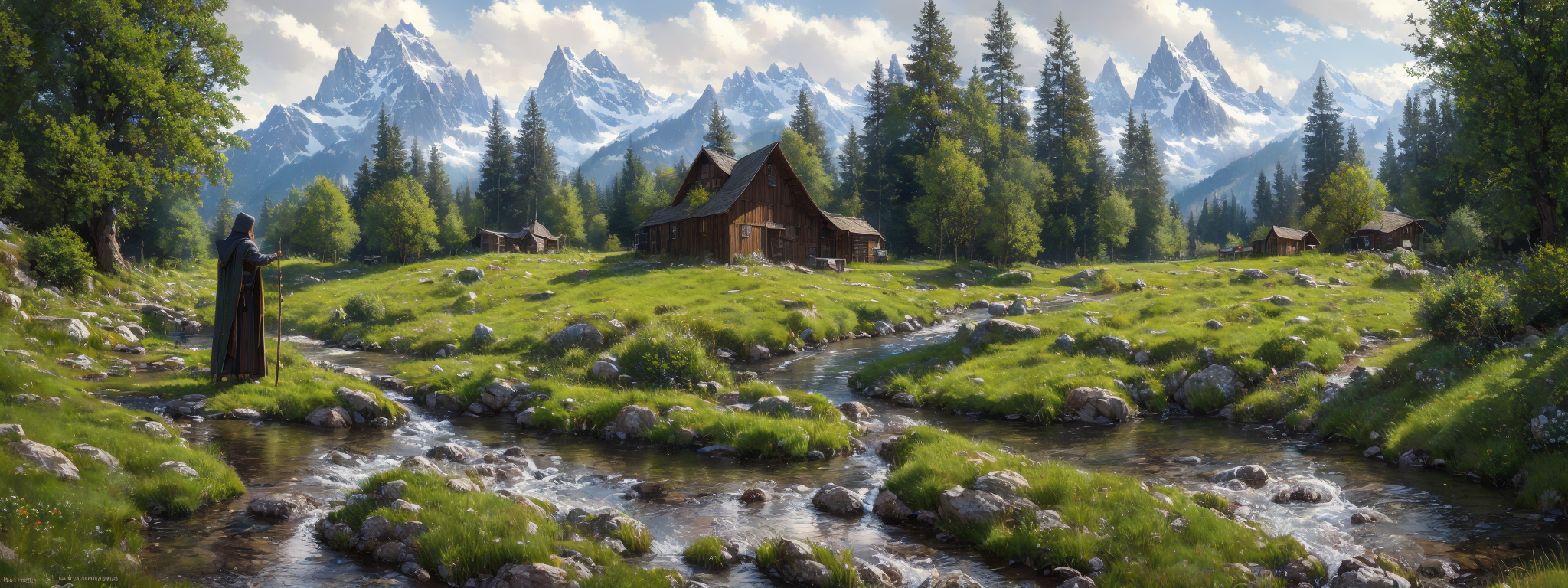 realistic analog photo, award winning photo, 
 <lora:FantasyFarm:0.75> fantfa, background, mountain, stream, trees, foreground, field, house, farm, 
 <lora:FantasyDruid:0.75> 1girl, fadru outfit, hooded cloak, long staff on hand, sitting by the riverside,
high-quality, crisp, sharp, professional-grade, high-resolution, fine detail, accurate colors, low noise, fast shutter speed, wide dynamic range, precise focus, RAW, highres, 8k, uhd, High Dynamic Range, tonemapping, crisp details,