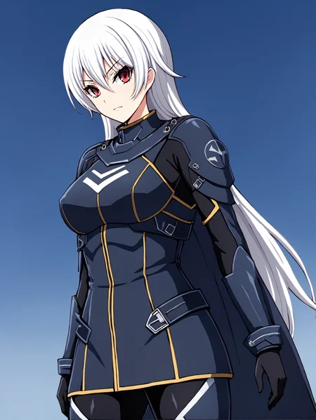 masterpiece, best quality,
anime coloring, cel shading,
<lora:harukakuramori.sdxl.v3:0.8> haruka kuramori,white hair,
1girl,solo,
long hair,
<lora:Helldivers_V2:0.8> hll style, close up helldiver,
full body, head to toe,
cape,