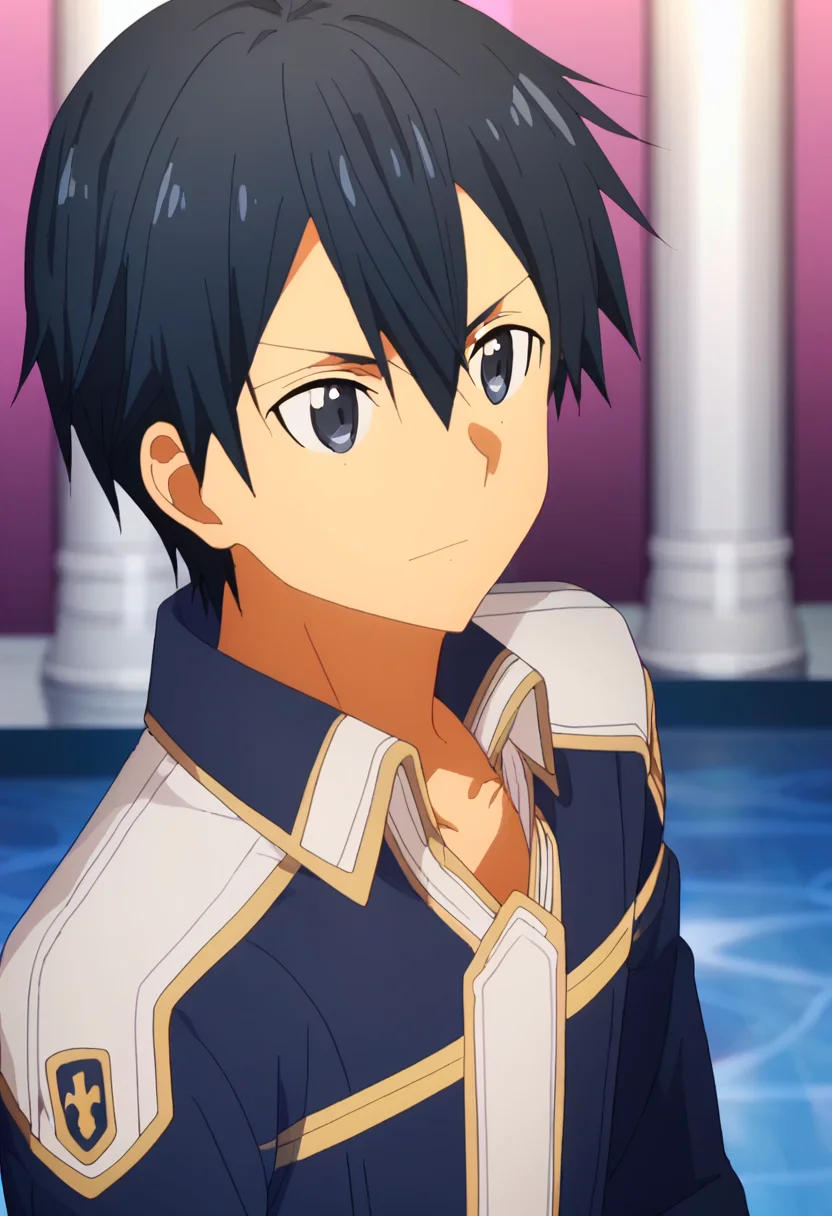 score_9,  <lora:kirito:1> kirito, 1boy, anime coloring, black eyes, black hair, hair between eyes, kirito, male focus, portrait, solo, upper body