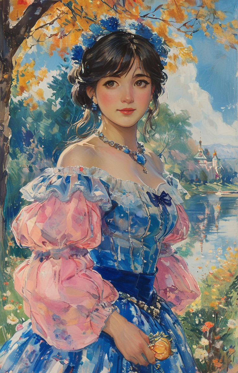 masterpiece,best quality,<lora:tbh263-sdxl:0.9>,illustration,style of Boris Kustodiev portrait of idolmaster cinderella girls,