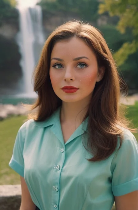 Niagra Falls background setting backdrop((Introduce quality iteratively))((unambiguous unequivocal sampling))((award winning Jeanne Crain bubbles Peter Stackpole, long full wavy shiny ebullient head of hair, intense stare, large speclar glinting glimmering enchanting eyes, bold makeup, vivid lipstick, confident pose, warm tones))((Surreal Glow, Crimson Flow, Enigmatic Essence, Dreamlike Tranquility, Luminous Contrast))((exposure POP!!!)(extreme depth of field)(bokah effect)(old photo effect)(soulical black point)((art of genius))(musical gradients)((1950's colors wildly saturated hues))((dark vignette))f(x)
<lora:LCM-LoRA-XL_V1:0.21>
<lora:SDXLHighDetail_v5:0.3>