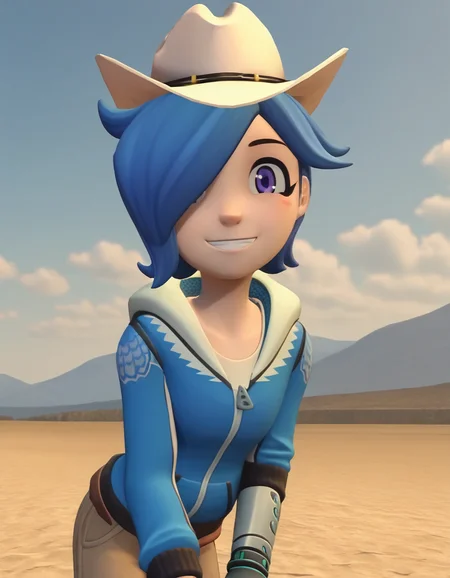 score_9, score_8_up, score_7_up, source_anime,
turboartificialrapidintelligence, <lora:turbo-artificial-rapid-intelligence-ponyxl-lora-nochekaiser:1>,
turbo artificial rapid intelligence, blue hair,hair over one eye, purple eyes, 3d,
hat, hood, hoodie, cowboy hat, cowboy western,
outdoors, dessert, bent over, smile,
looking at viewer, cowboy shot, dutch angle, solo,