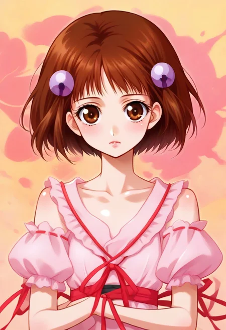 detailed background, shiny skin, pose, <lora:reala.il:1>, reala, brown hair, brown eyes,