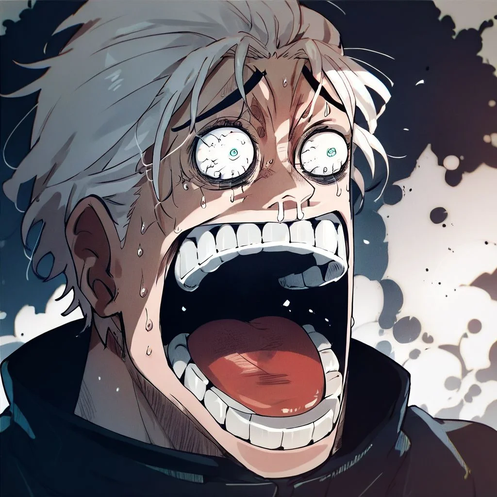 score_9, score_8_up, score_7_up, score_6_up, score_5_up, score_4_up, score_9, score_9,SatoruGojo,enel face,open mouth,sweat,teeth,wide-eyed,constricted pupils,
