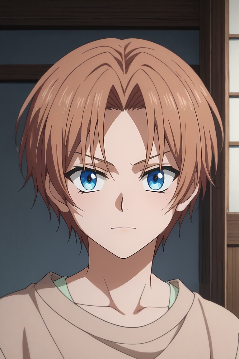 score_9, score_8_up, score_7_up, source_anime, rating_safe, , anime screencap, anime coloring, official style, looking at viewer, , 1boy, solo, male focus, <lora:yun_akatsuki_no_yona_pony:0.84>, yun_akatsuki_no_yona, brown hair, blue eyes, short hair, bangs, parted bangs, , , , <lora:sdxl_lightning_8step_lora:1>