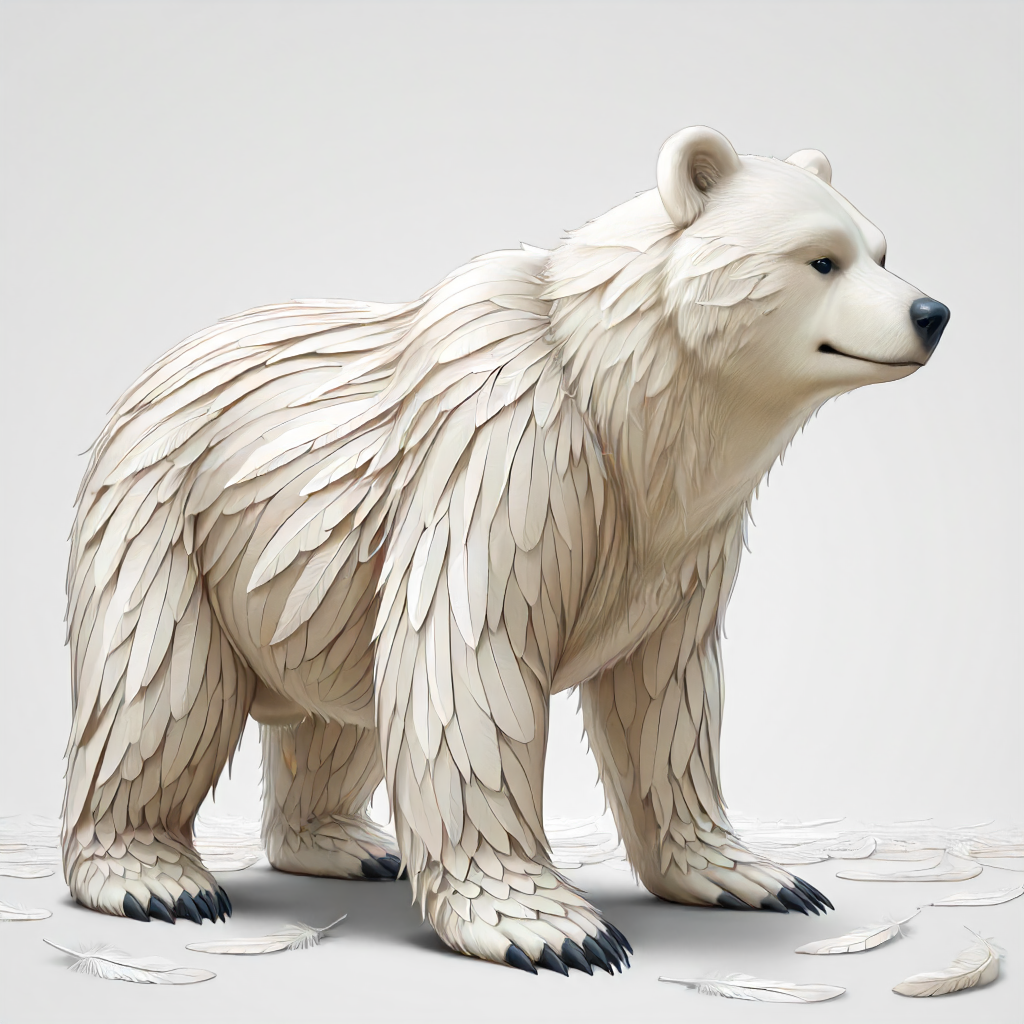 highest quality, polar bear made of feathers <lora:Feathers:1>