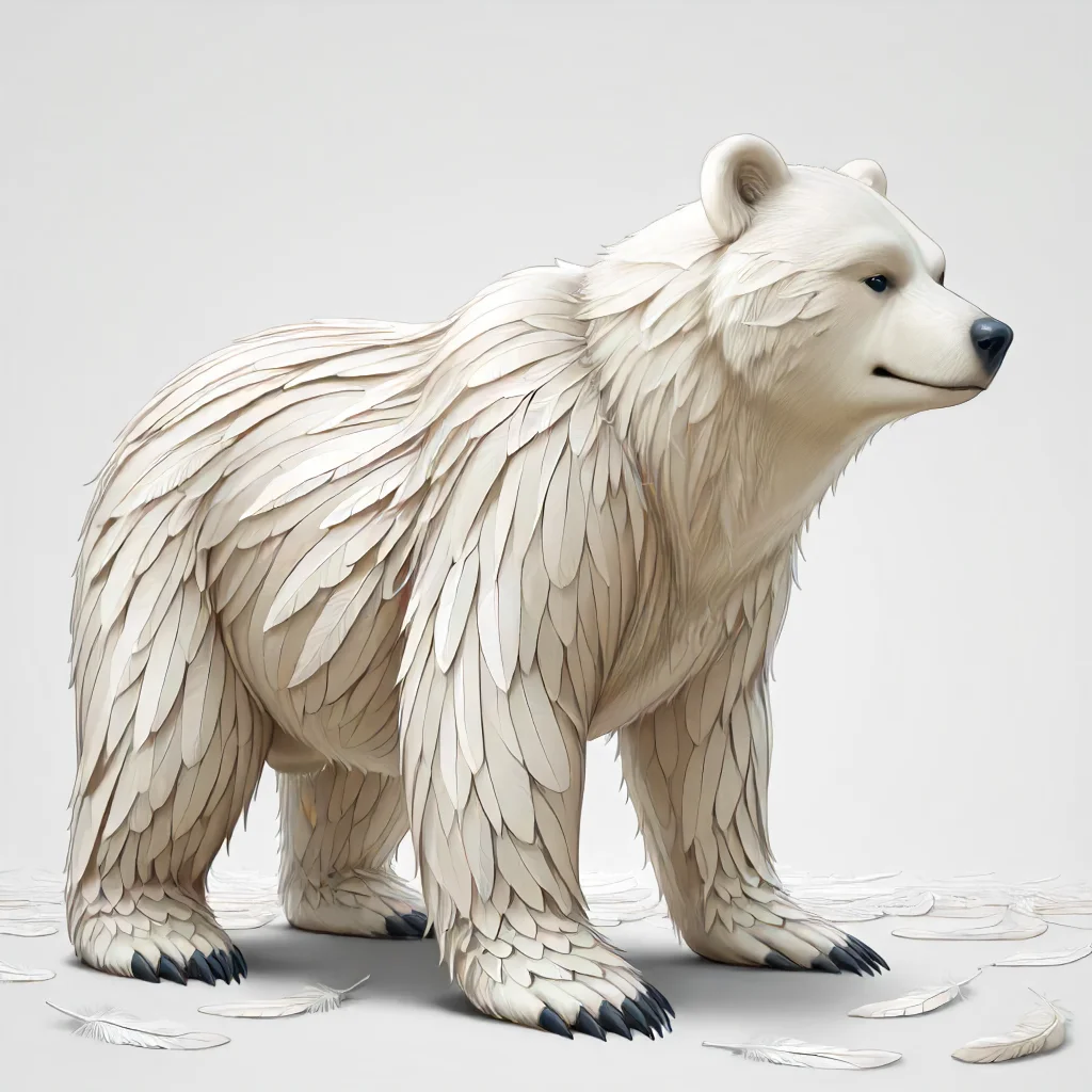 highest quality, polar bear made of feathers <lora:Feathers:1>