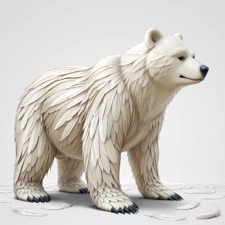 highest quality, polar bear made of feathers <lora:Feathers:1>
