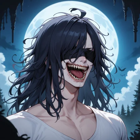 (score_9), (score_8_up), (score_7_up), day time, dark lighting, dark atmosphere, dark, horror theme, Zyrnox-Exoterra Style, Art Style of "Junji Ito", Art Style of "H.R. Geiger"Lovecraftian Horror, (Old God, Male Humanoid God, Evil and Dark, Creepypasta-like, Eyeless, Terrifying, Scary, Blindfold), Unnerving, Full Body Shot, Face in view, loose hair, messy hair, floating_eyes, Cosmic Horror, Art Style of "E. M. Carroll"