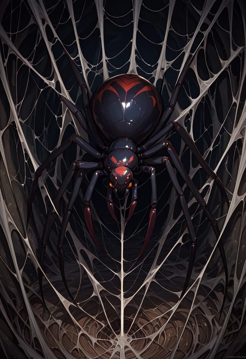 BREAK dark webbed cave background, cobweb background, suspension, (((very big spiders crawling, giant spiders))) 5 spiders, a lot of spiders, (((spider nest)))