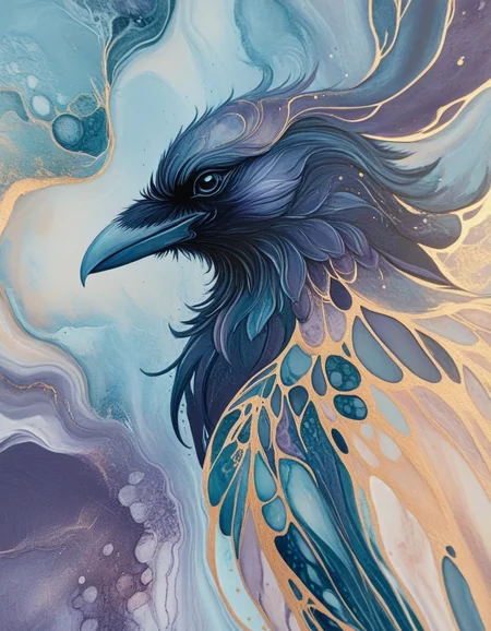 novuschroma86 style victorian raven marbled paint <lora:novuschroma86 style_blue:1>