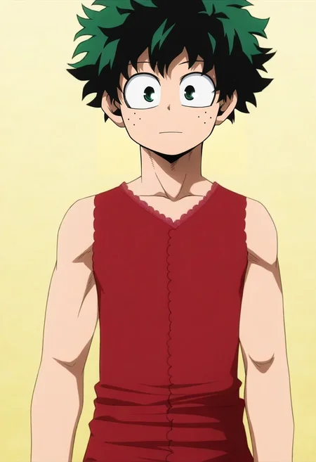 intricate details, anime screencap, anime coloring, official style, , , 1boy, solo, male focus, <lora:izuku_midoriya_ilxl:0.92>, izuku_midoriya, green hair, green eyes, short hair, , decade costume