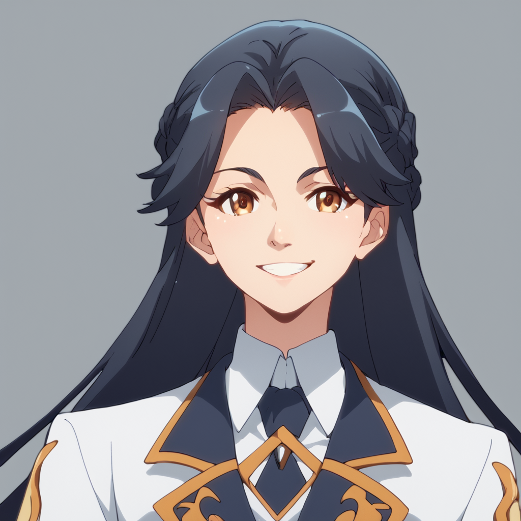 score_9, score_8_up, score_7_up, score_6_up, score_5_up, score_4_up, source_anime,  Rol, long hair, black hair, brown eyes, , smile, portrait, upper body