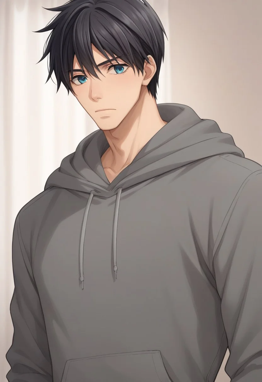 score_9, score_8_up, score_7_up, source_anime, highly detailed, slender,
nowaki, 1boy, male focus, solo, hood, black hair, hoodie, upper body, grey hoodie, blue eyes, closed mouth,
